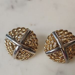 Sarah Coventry Vintage Goldtone and Silver Earrings Clip-On